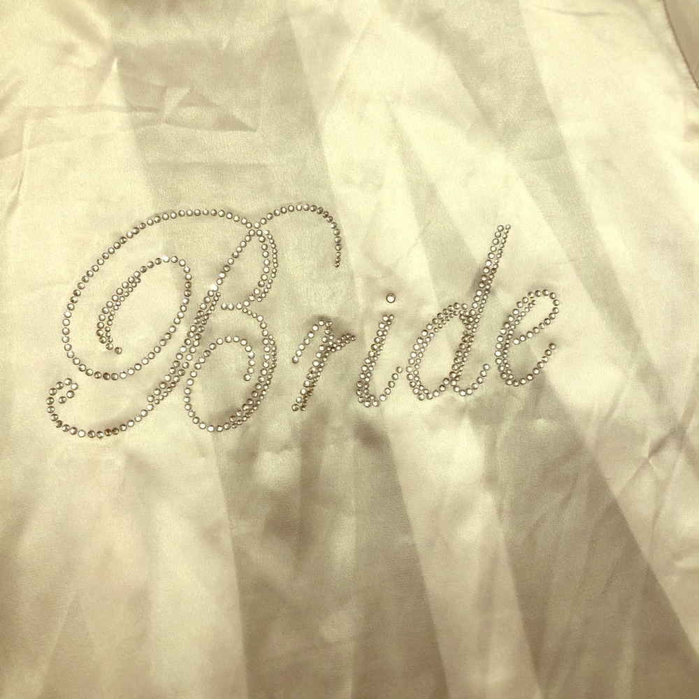 David’s Bridal white satin “Bride” robe brand new